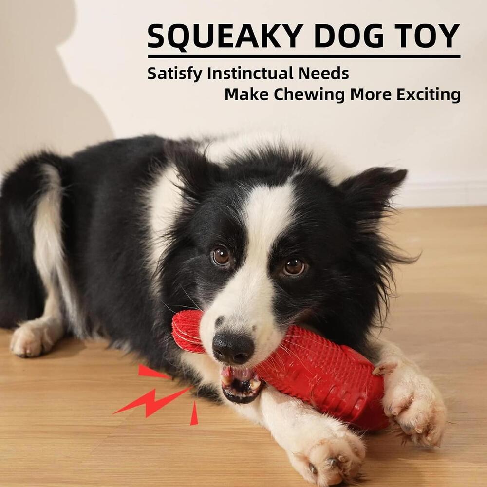 Durable Red‎ Fish-Shaped Squeaky Dog Toy for Chewing and Training - Picture 3 of 14